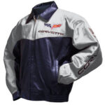 Corvette C6 Silver Black Racing Leather Jacket