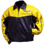 Corvette C6 Yellow Black Racing Leather Jacket