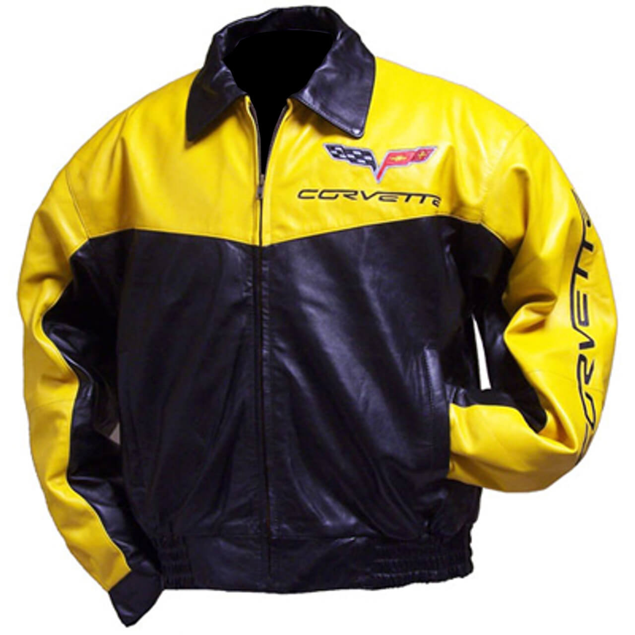 Corvette C6 Yellow Black Racing Leather Jacket (1) Corvette C6 Yellow Black Racing Leather Jacket