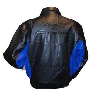 Corvette C6 ZR1 Black Blue Leather Jacket