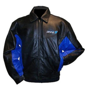 Corvette C6 ZR1 Black Blue Leather Jacket