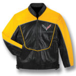 Corvette C7 Black Yellow Leather Jacket