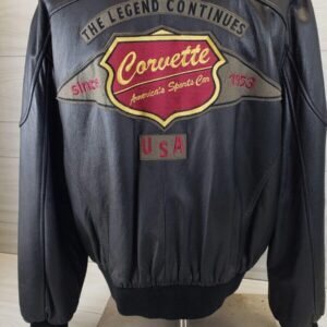 Corvette Mid America Black Racing Leather Jacket