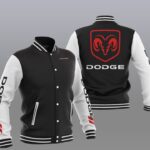 Dodge Black White Varsity Baseball Jacket