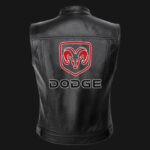 Dodge Motor Car Black Leather Vest