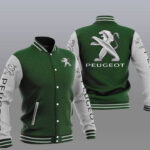 Green Gray Peugeot Baseball Varsity Jacket