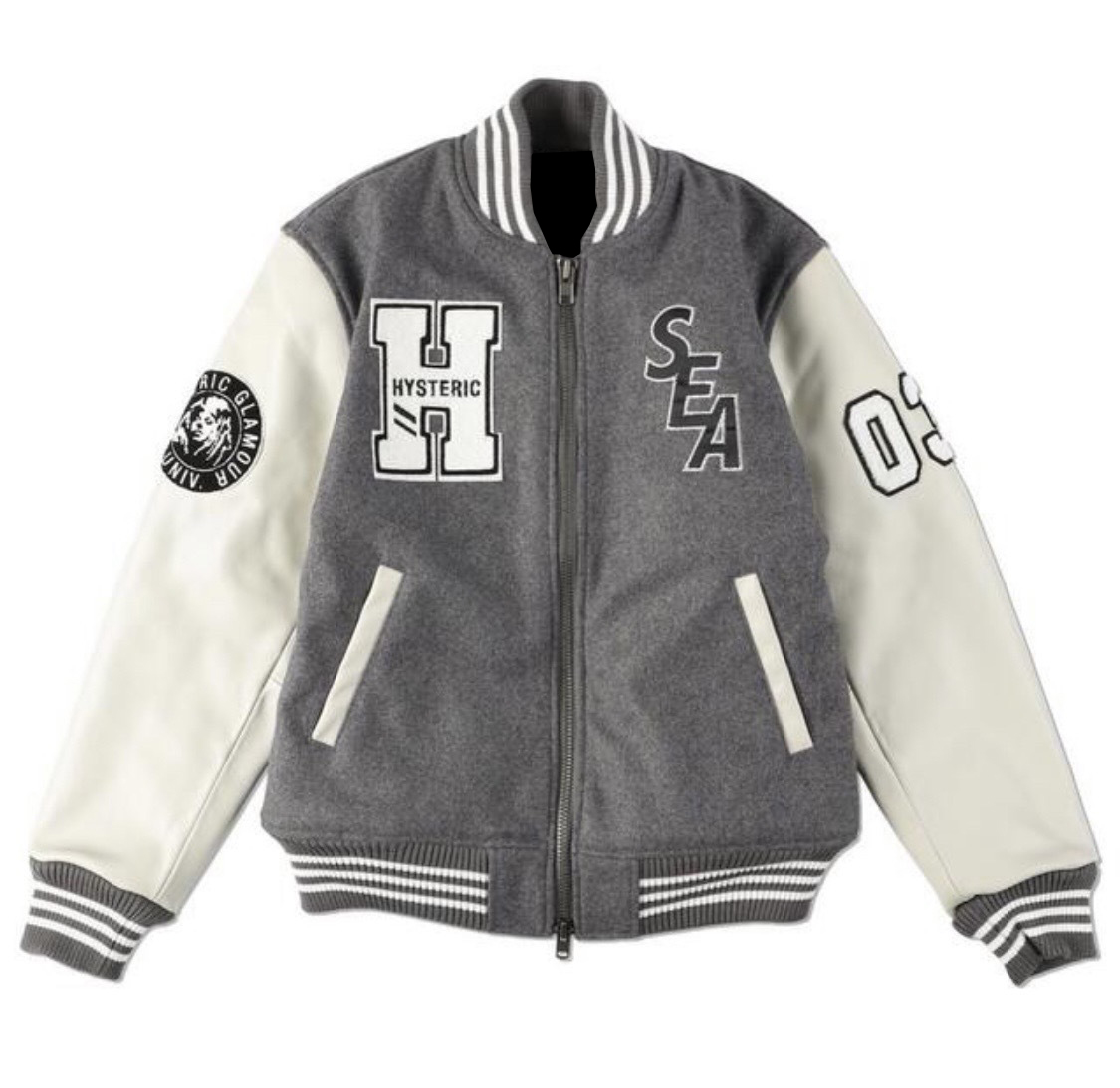 Hysteric Glamour Grey Wind And Sea Varsity Jacket