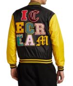 Ice Cream Static Yellow Black BBC Bomber Satin Jacket