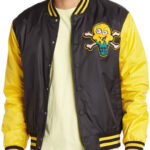 Ice Cream Static Yellow Black BBC Bomber Satin Jacket