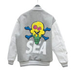 Ice Cream Wind And Sea Grey White BBC Varsity Jacket