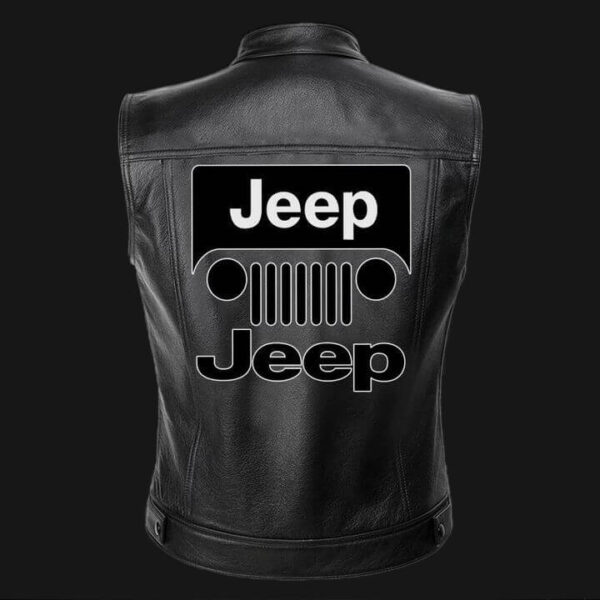 Jeep Motor Car Black Leather Vest