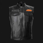 KTM Racing Motorcycle Black Leather Vest