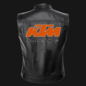 KTM Racing Motorcycle Black Leather Vest