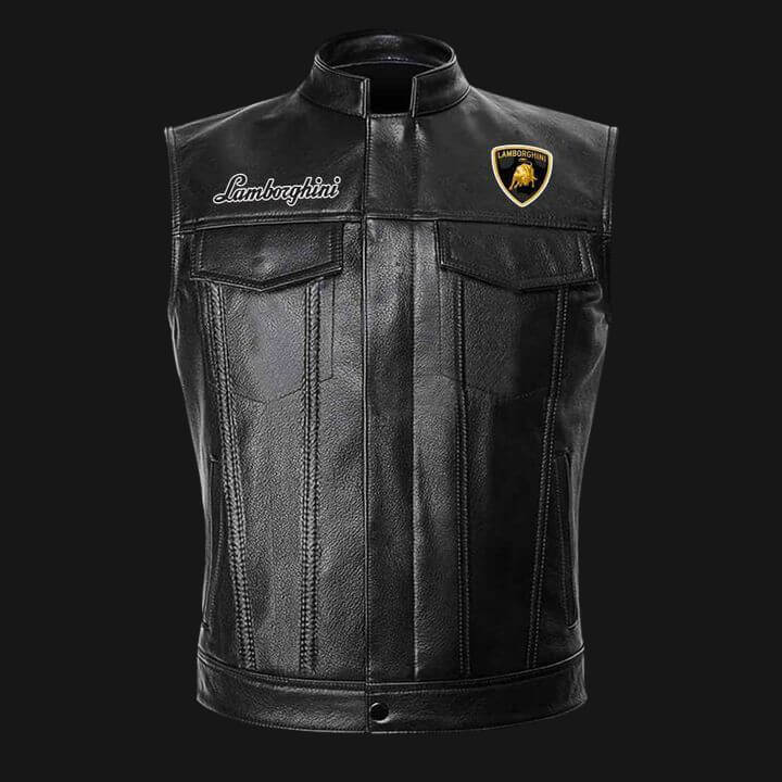 Lamborghini Motor Car Black Leather Vest (1) Lamborghini Motor Car Black Leather Vest