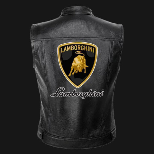 Lamborghini Motor Car Black Leather Vest
