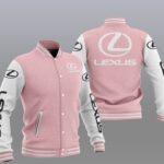 Lexus Pink White Varsity Baseball Jacket