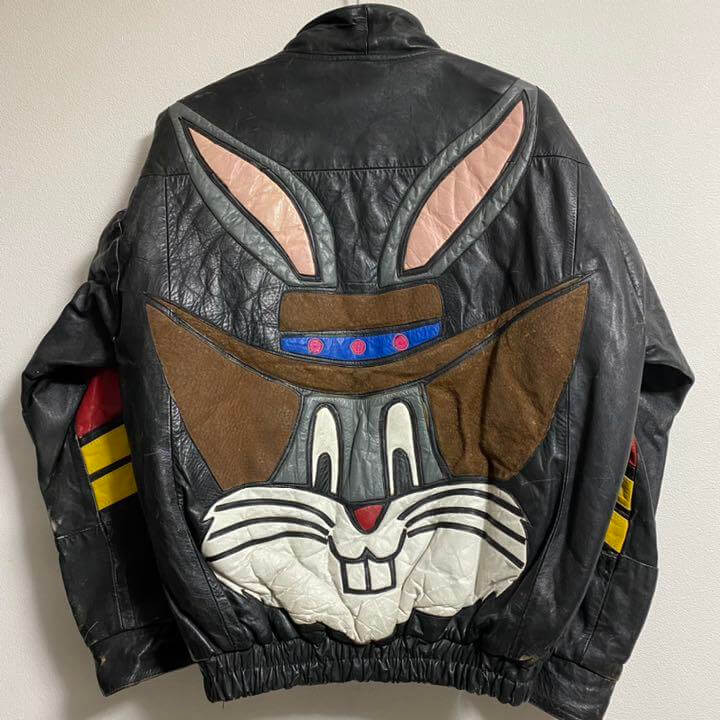 Maker of Jacket Fashion Jackets Looney Tunes Bugs Bunny Black Leather