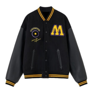 MAMC Black Listen Up Hoop Time Stadium Varsity Jacket