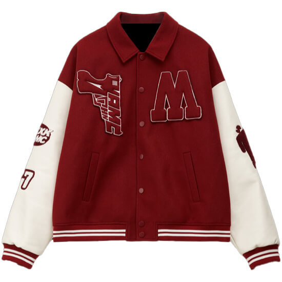MAMC Red White Street Style Varsity Jacket