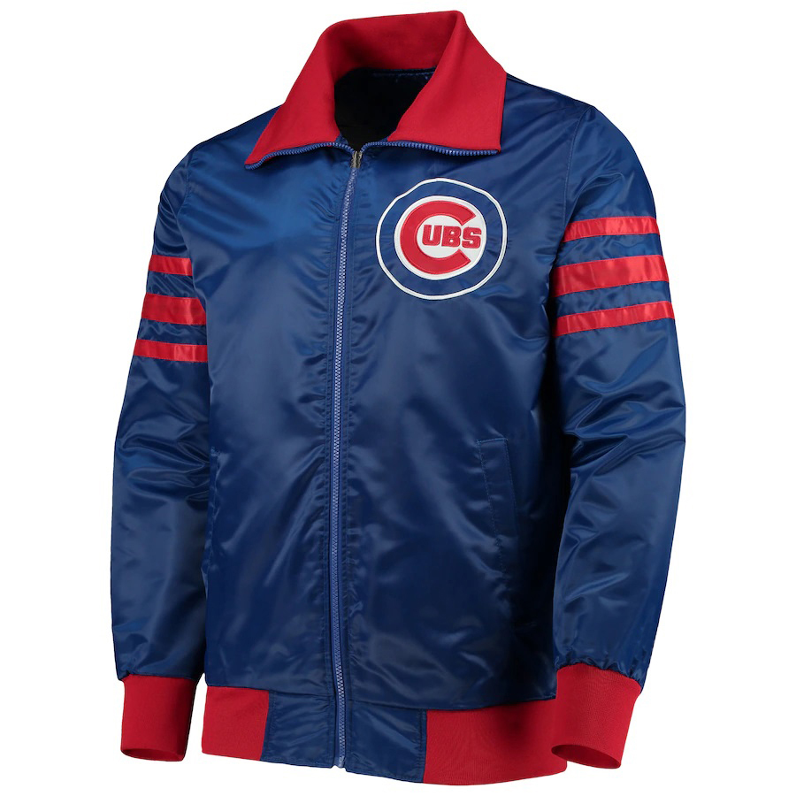 MLB Chicago Cubs The Captain II Royal Satin Jacket (1) MLB Chicago Cubs The Captain II Royal Satin Jacket