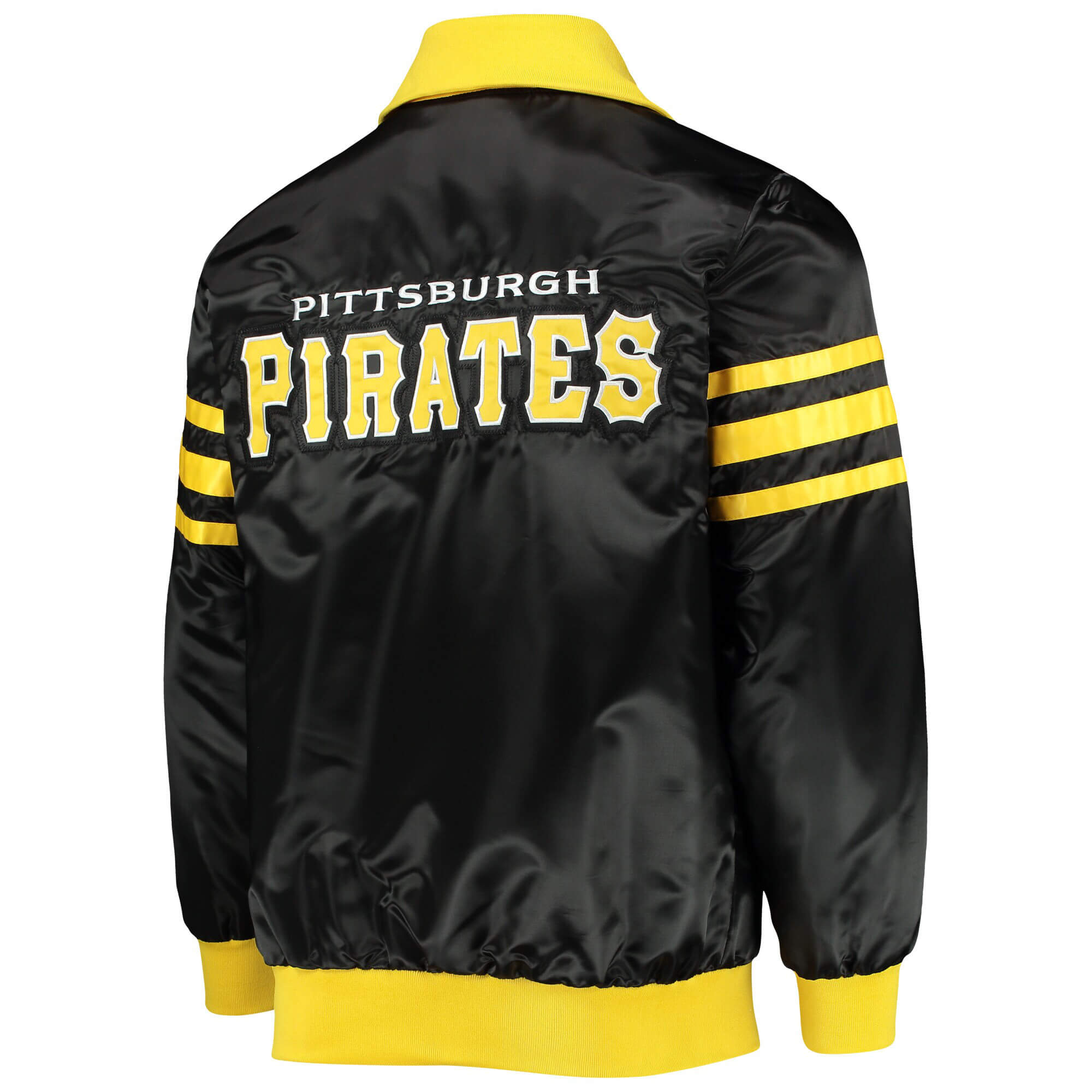 Maker of Jacket Sports Leagues Jackets MLB Pittsburgh Pirates Captain II Black Zip Satin