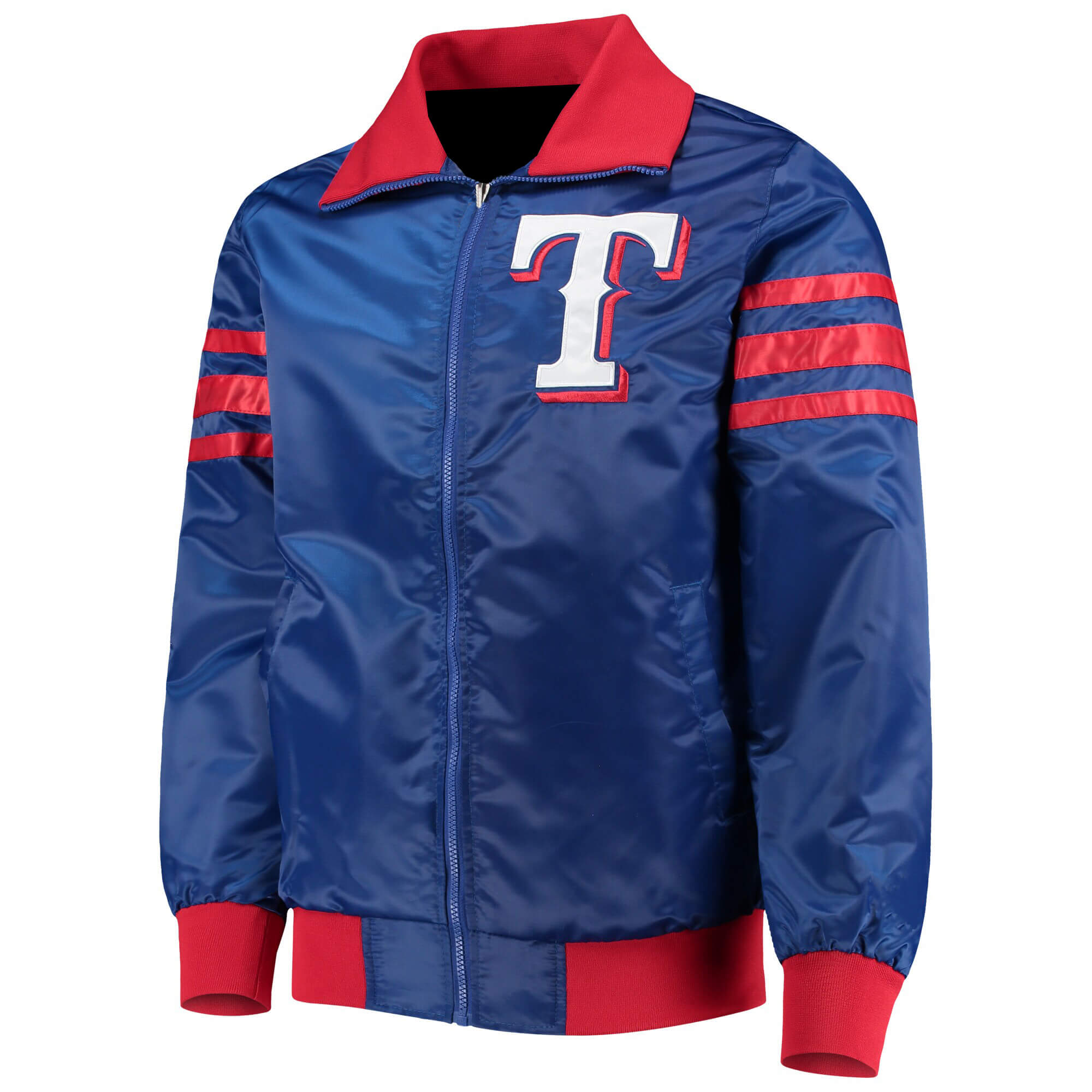 MLB Texas Rangers The Captain II Royal Satin Jacket (1) MLB Texas Rangers The Captain II Royal Satin Jacket