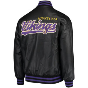 Minnesota Vikings NFL Black Leather Jacket