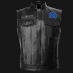 Mopar Motor Car Black Leather Vest