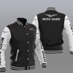 Moto Guzzi Black White Varsity Baseball Jacket