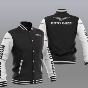 Moto Guzzi Black White Varsity Baseball Jacket