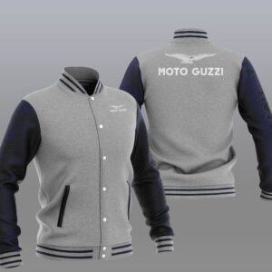 Moto Guzzi Gray Navy Varsity Baseball Jacket