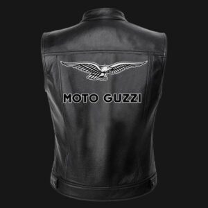 Moto Guzzi Motor Car Black Leather Vest