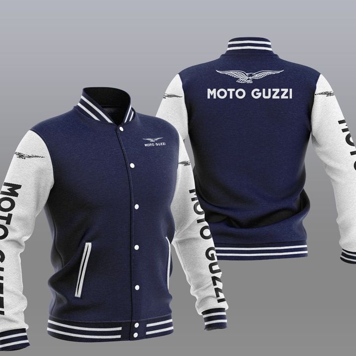 Moto Guzzi Navy White Varsity Baseball Jacket Moto Guzzi Navy White Varsity Baseball Jacket