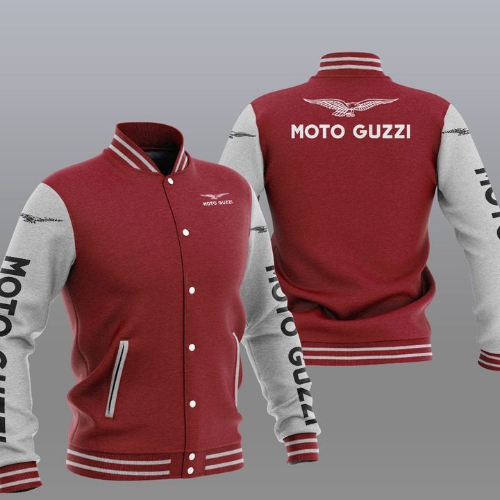Moto Guzzi Red White Varsity Baseball Jacket Moto Guzzi Red White Varsity Baseball Jacket