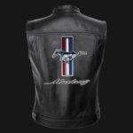 Mustang Motor Car Black Leather Vest