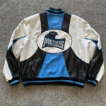NFL Carolina Panthers Black And White Leather Jacket