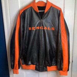 NFL Cincinnati Bengals Black And Orange Leather Jacket