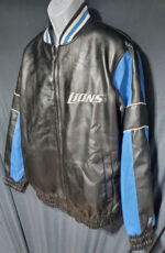 NFL Detroit Lions Black And Blue Leather Jacket