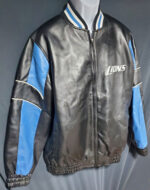 NFL Detroit Lions Black And Blue Leather Jacket