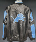 NFL Detroit Lions Black And Blue Leather Jacket