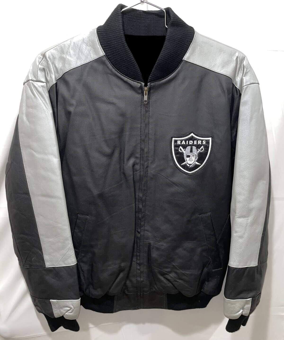 NFL Oakland Raiders Black And Gray Leather Jacket (1) NFL Oakland Raiders Black And Gray Leather Jacket