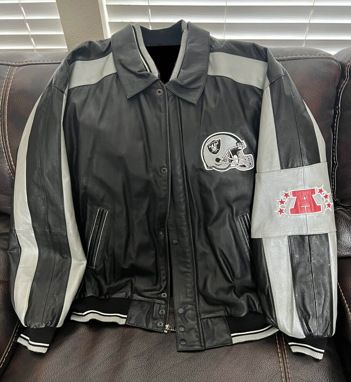 NFL Oakland Raiders Football Leather Jacket (1) NFL Oakland Raiders Football Leather Jacket