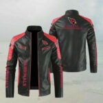 NFL Red Arizona Cardinals Color Block Leather Jacket