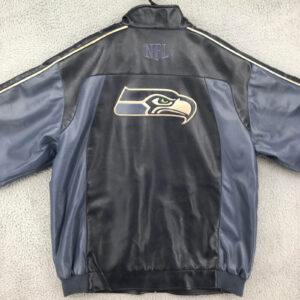 NFL Seattle Seahawks Black And Navy Leather Jacket
