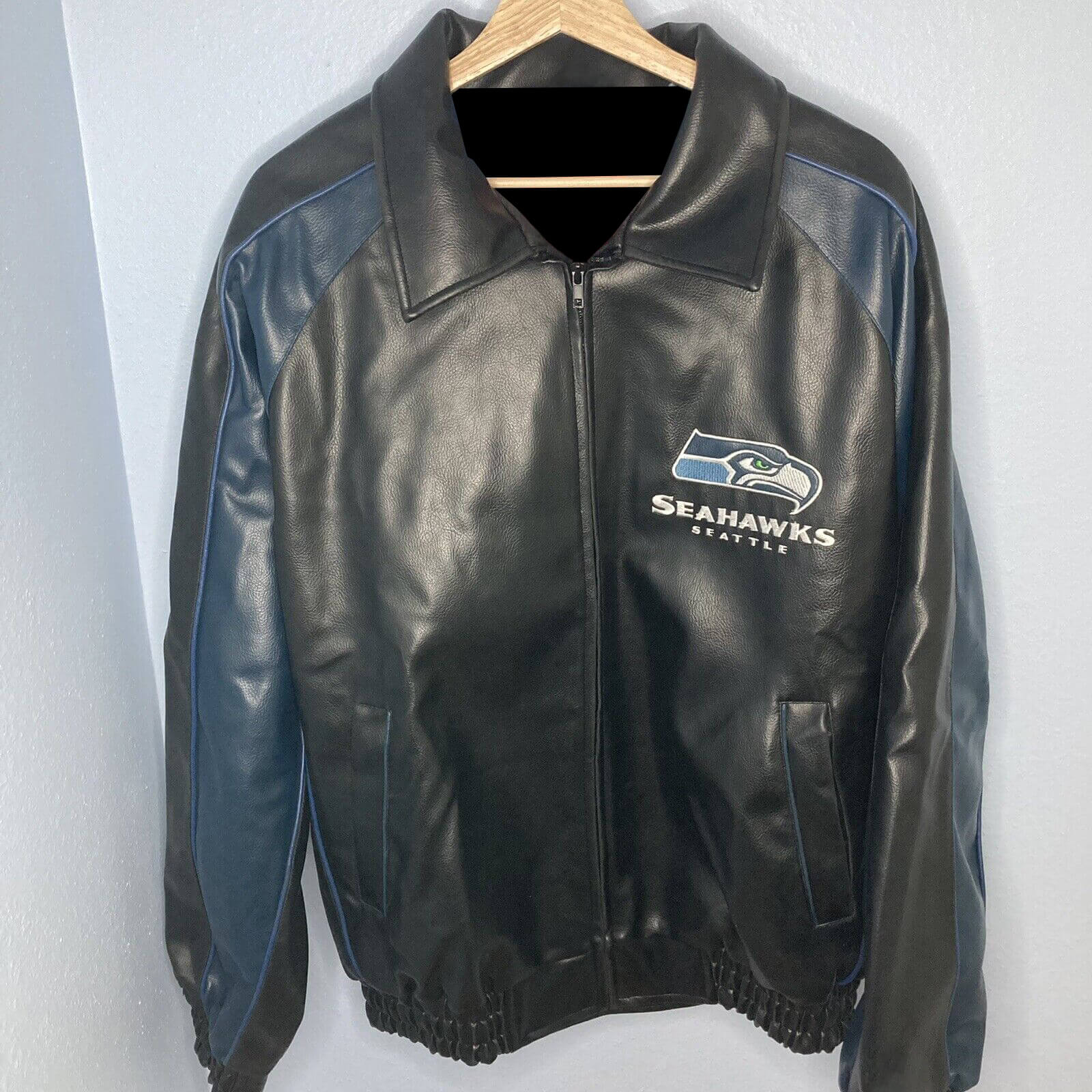 NFL Seattle Seahawks Football Leather Jacket (1) NFL Seattle Seahawks Football Leather Jacket