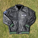 NFL Team Seattle Seahawks Black Leather Jacket