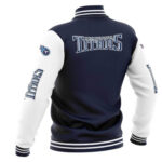 Navy White NFL Tennessee Titans Baseball Varsity Jacket