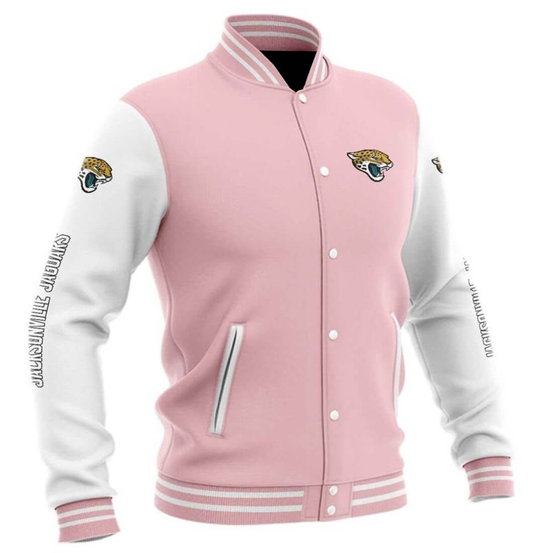 Pink NFL Jacksonville Jaguars Baseball Varsity Jacket