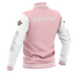 Pink New Orleans Saints NFL Baseball Varsity Jacket