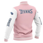 Pink White NFL Tennessee Titans Baseball Varsity Jacket